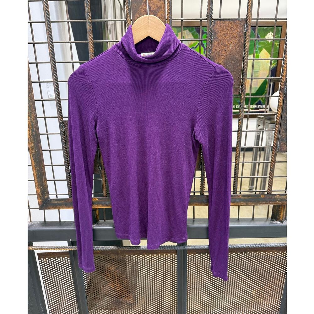 Marine Layer Turtleneck Top Womens XS Purple Ribbed Knit Long Sleeve Mock EUC XS
